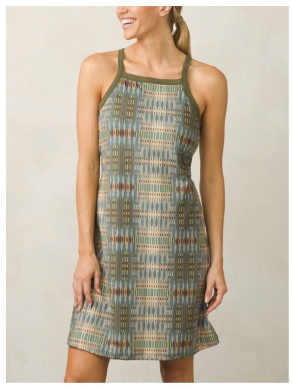 PrAna Ardor Olive Geometric Print Active Dress